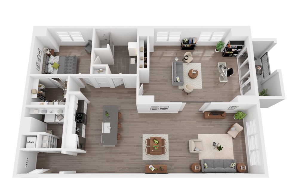 LW4 - 1 bedroom floorplan layout with 1 bathroom and 1260 square feet