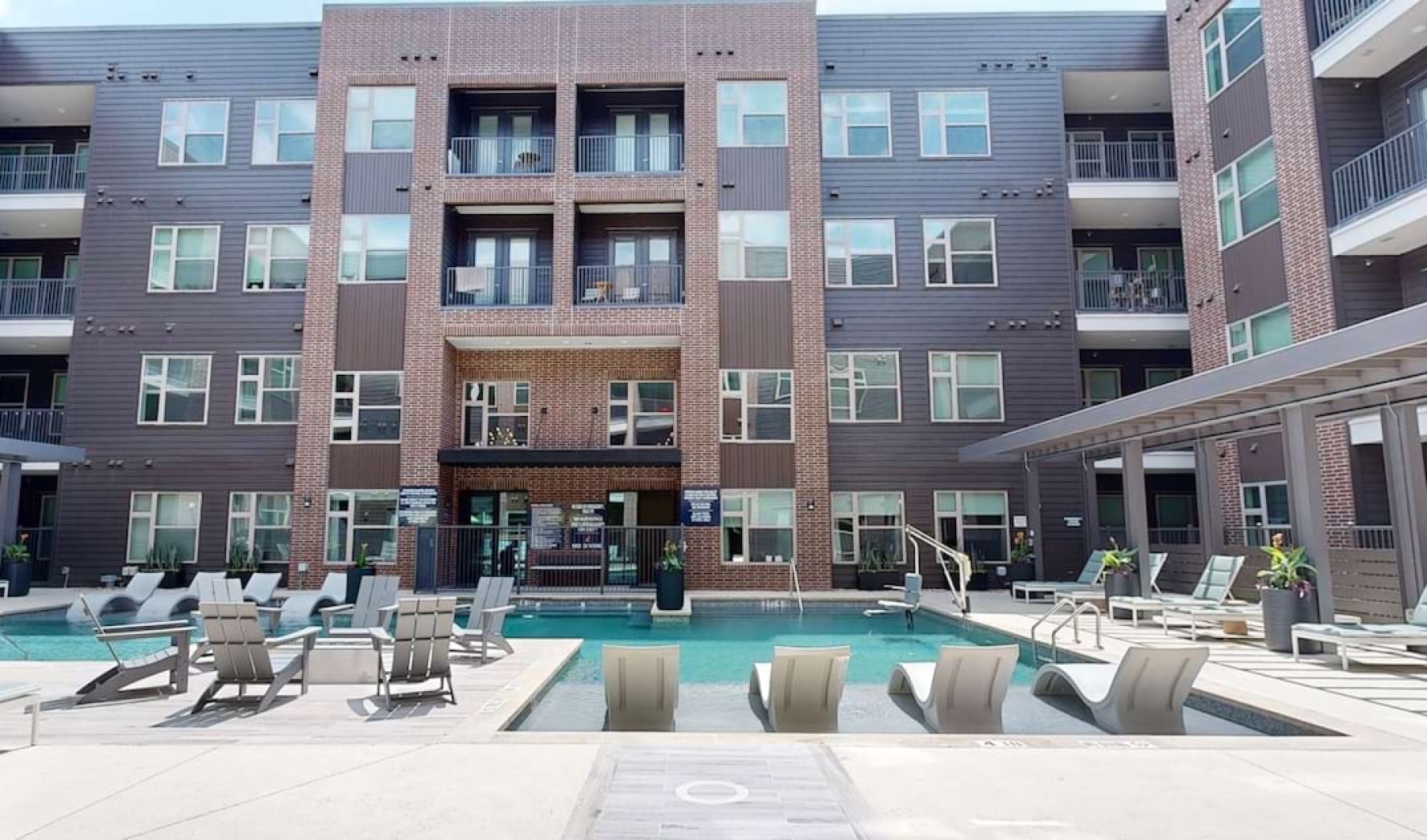 outside courtyard area with pool.